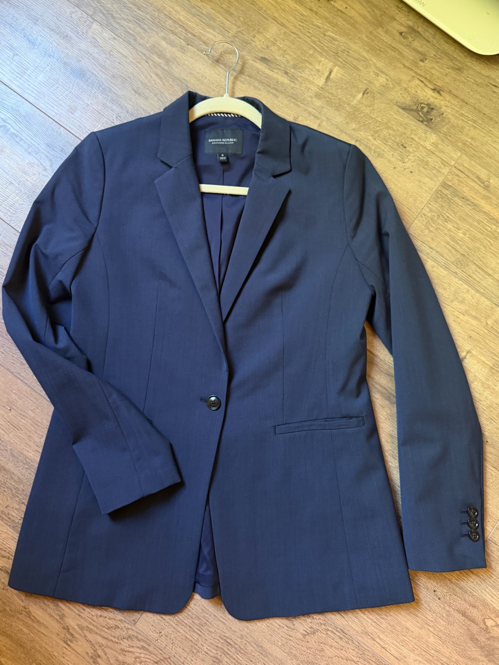 Banana Republic Boyfriend Blazer Washable Italian Wool Blue Size 4